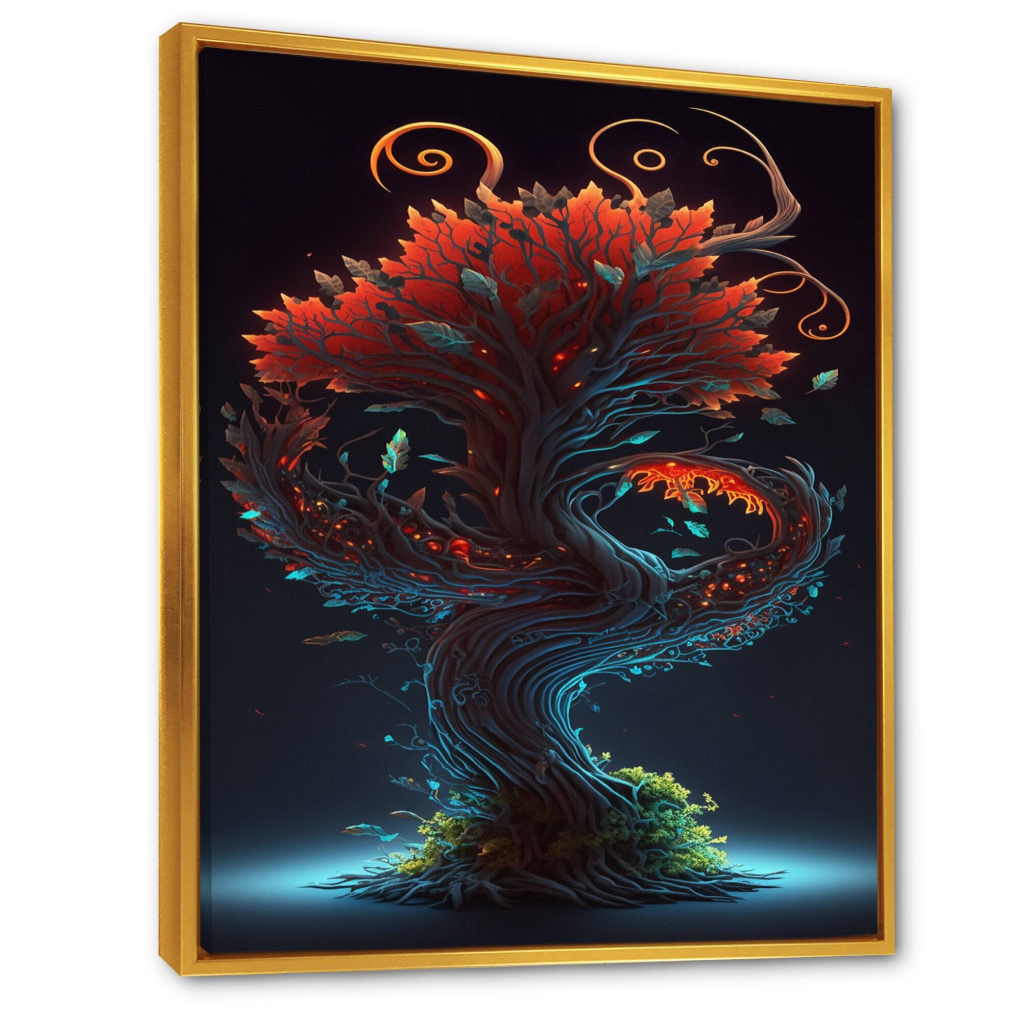 Designart "Bonsai Tree I" Tree Framed Canvas Art Print Bed Bath